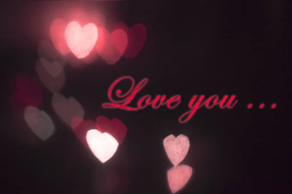 Postcard Effect Bokeh Hearts Inscription Love You — Stock Photo, Image