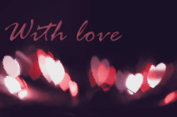 Postal Fondo Corazones Efecto Bokeh Amor — Foto de Stock