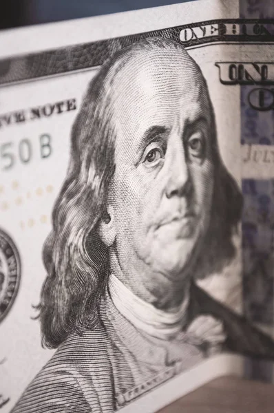 Portrait Benjamin Franklin Sur Billet 100 Dollars — Photo