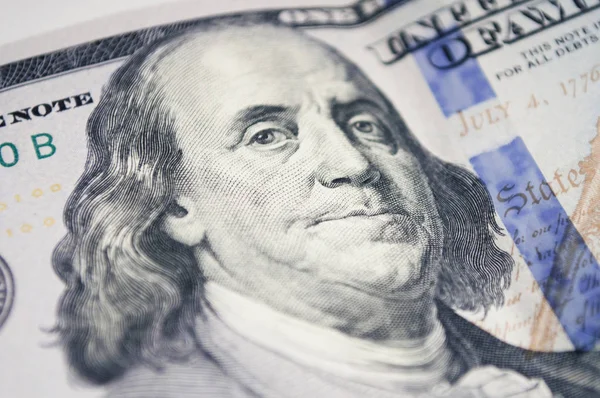 Portrait Benjamin Franklin Sur 100 Dollars — Photo