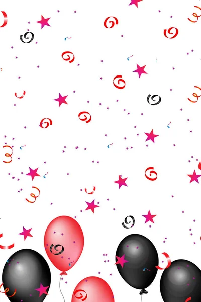 Stars Balloons Ribbons White Background Light Festive Background — Stock Photo, Image