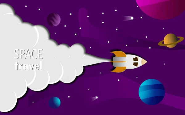 Raumschiff All Rakete Und Sterne Illustration — Stockfoto