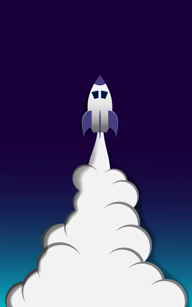 一枚太空火箭在行星和恒星的背景下起飞 明信片 — 图库矢量图片