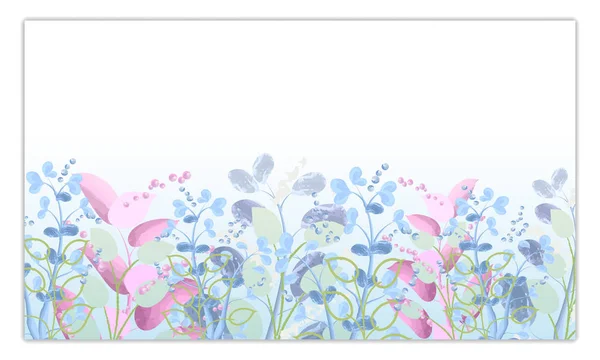 Zarten Floralen Hintergrund Grußkarte Mit Einer Vielzahl Von Blumen Aquarell — Stockvektor