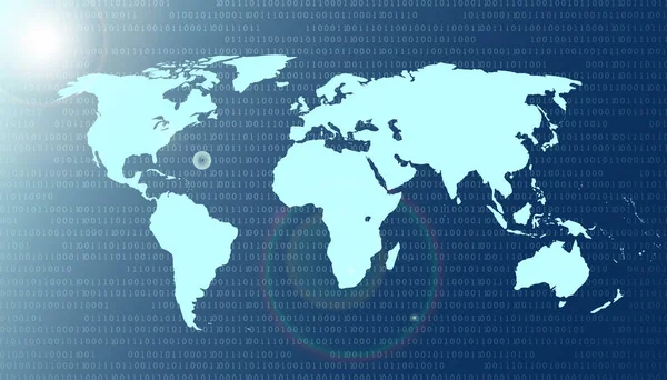 Mapa Świata Futurystycznym Cyfrowym Ciemnym Tle — Wektor stockowy