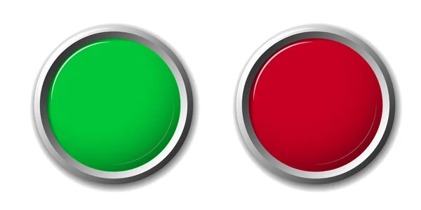 Zelená Červená Kulatá Tlačítka Bílém Pozadí Vektorový Obrázek — Stockový vektor
