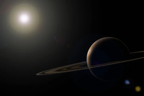 Сатурн Черном Космическом Фоне Рендером — стоковое фото