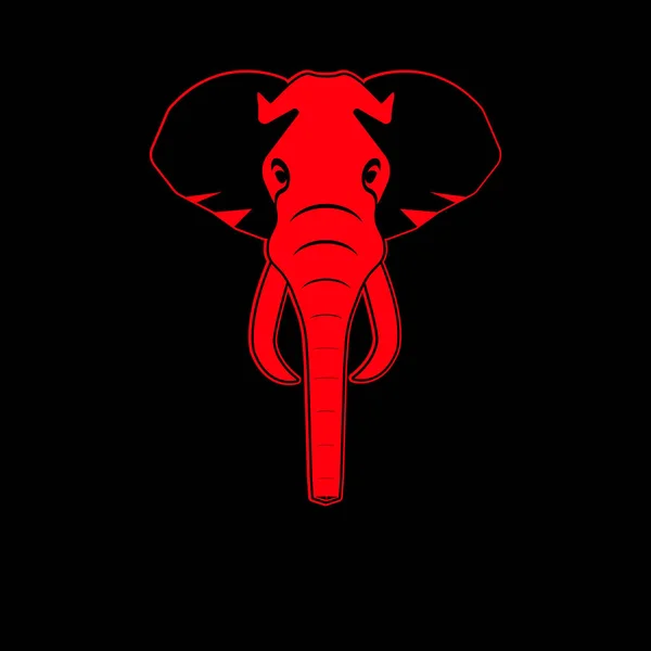 Roter Elefantenkopf Auf Schwarzem Hintergrund Vektorillustration — Stockvektor