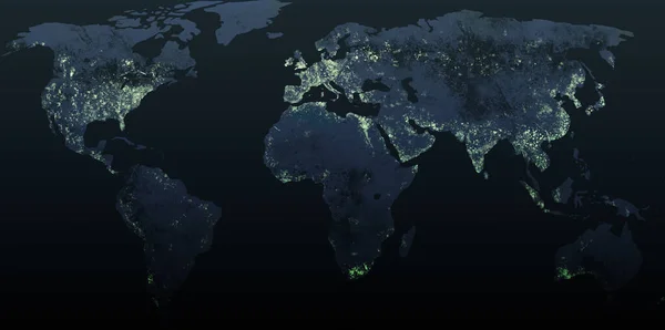 Mappa Notturna Del Mondo — Foto Stock