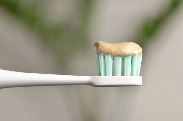 Cepillo Dientes Una Pasta Dental Natural — Foto de Stock