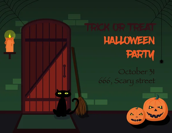 Einladung zur Halloween-Party tricksen oder behandeln. — Stockvektor