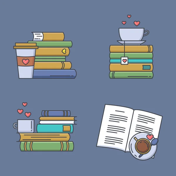 Kitap severler için renkli simgeler kümesi