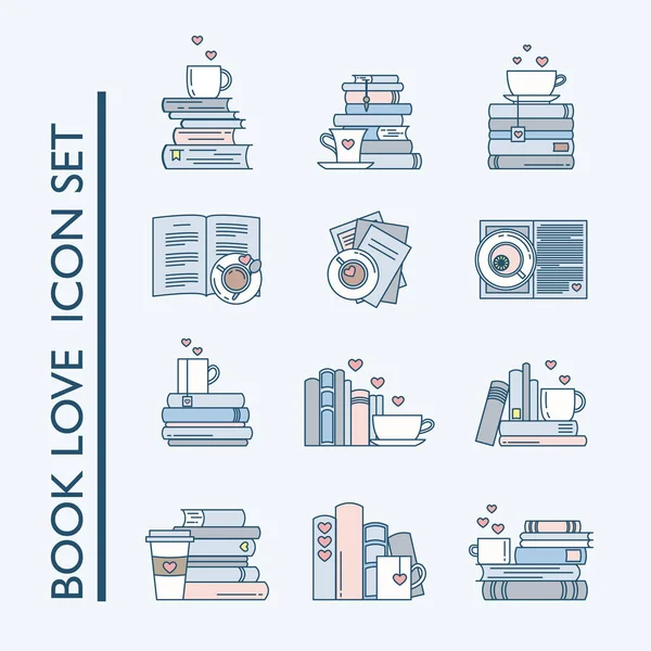 Kitap aşk Icon set