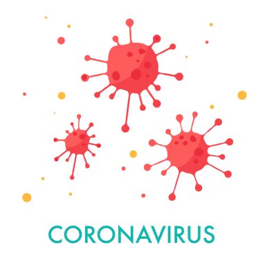 Soyut koronavirüs şekilleri, modern düz çizgi film tarzı. 2019-nCoV siluetleri, bakteriler, mikroplar veya beyaz arka plandaki hücreler. Vektör illüstrasyonu.