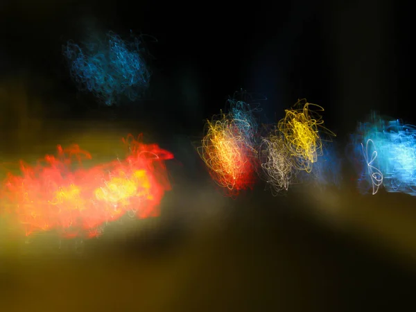 Unscharfe Bewegung Der Defokussierten Straße Der Dunklen Nacht Sehr Wackeliges — Stockfoto