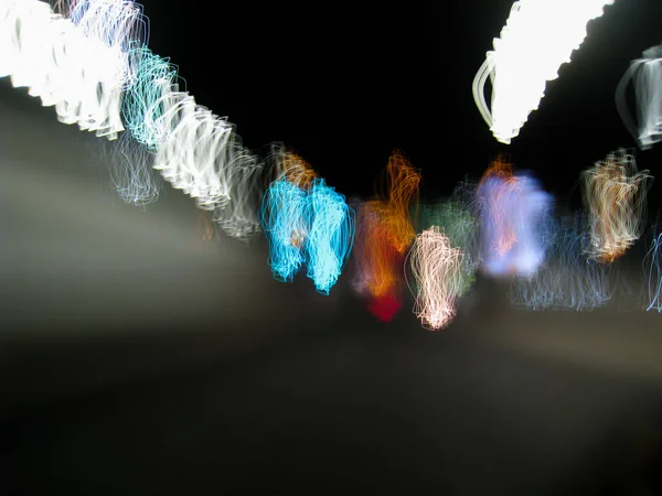 Movimento Desfocado Estrada Desfocada Noite Escura Quadro Exposição Longa Muito — Fotografia de Stock