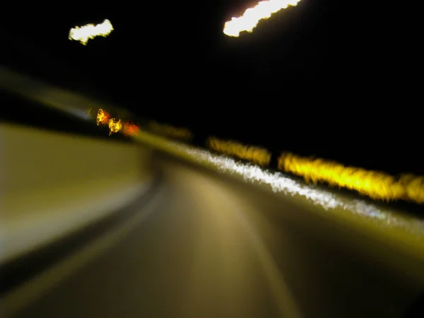 Movimento Desfocado Estrada Desfocada Noite Escura Quadro Exposição Longa Muito — Fotografia de Stock