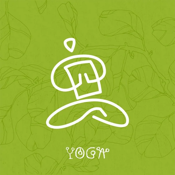 Simbolo pulsante yoga icona cerchio verde per il logo banner del sito web — Vettoriale Stock