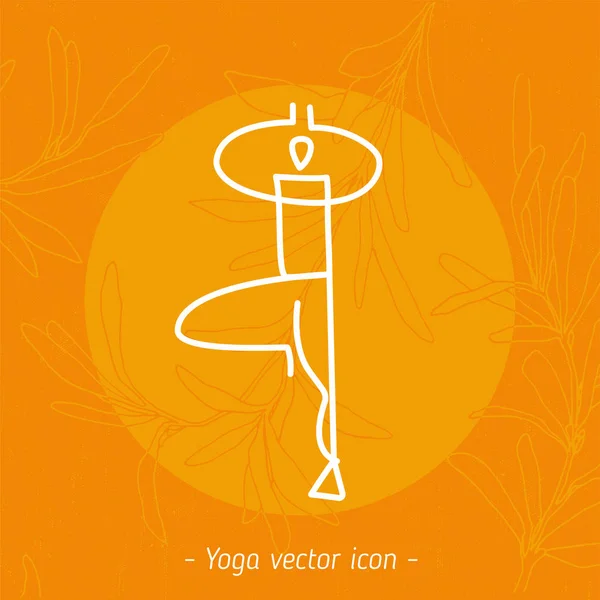 Insignia de yoga saludable e ícono de pose de yoga de línea vectorial — Vector de stock