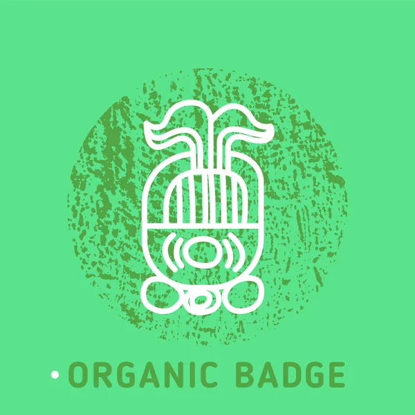 Emblema orgânico com vetor ícone linear na moda — Vetor de Stock