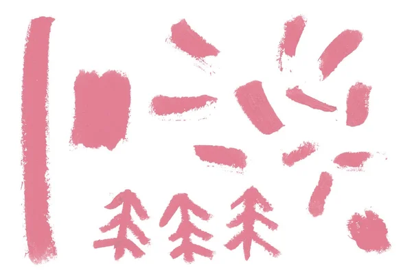 Rosa tecken på Gran med naturlig rå grunge läppstift textur — Stockfoto