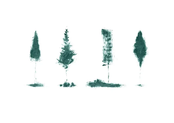 Rukopis květinové listy ilustrace stromů s přirozenou texturou grunge řasenky. — Stock fotografie