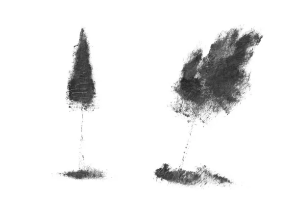 Encre feuilles florales illustrations d'arbres à texture naturelle mascara grunge . — Photo