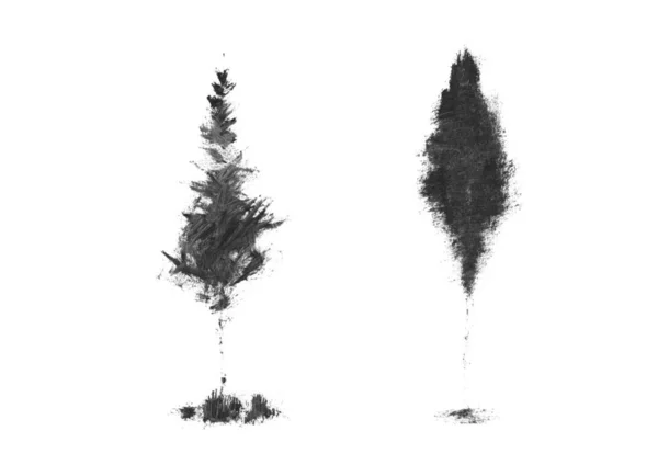 Tinta folhas florais ilustrações de árvores com textura natural rímel grunge . — Fotografia de Stock