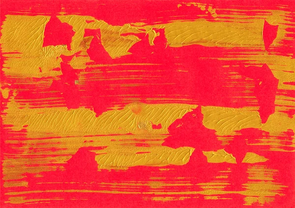 Rött Papper Golden Målning Aluminiumfolie Konsistens Bakgrund Vackra Naturliga Handgjorda — Stockfoto