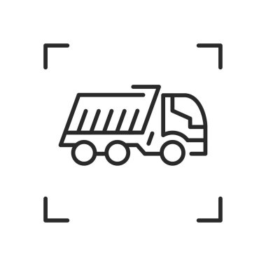 Taşıma doğrusal vektör simgesi. Modaya uygun hat illüstrasyon taşıma teslim hizmeti Web sitesi için.