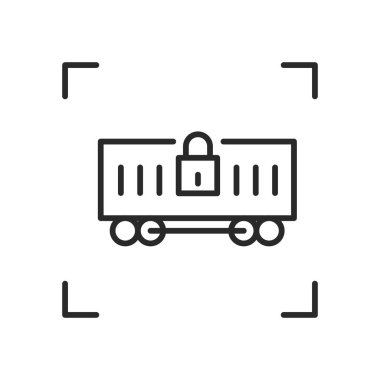 Vagon doğrusal vektör simgesi. Taşıma şirketi ve teslimat Hizmetleri web sitesi için trendy hat illüstrasyon tren vagon.