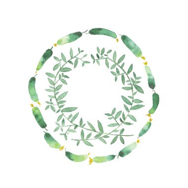 Suluboya salatalık sanat, doğal suluboya sıçrama dokular ile sebze Restoran afiş arka plan resim.