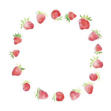 Suluboya çilek, çelenk, kırsal Restoran afiş arka plan ile doğal suluboya sıçrama boyama doku düğün rustik çerçeveli. Düğün kartı, tebrik kartları, hipster etiket oluşturma.