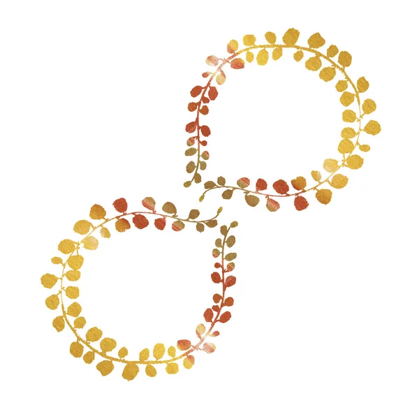 Złote Gody Rustykalne Wieniec Wiejskich Restauracja Transparent Tło Naturalnego Złota — Zdjęcie stockowe