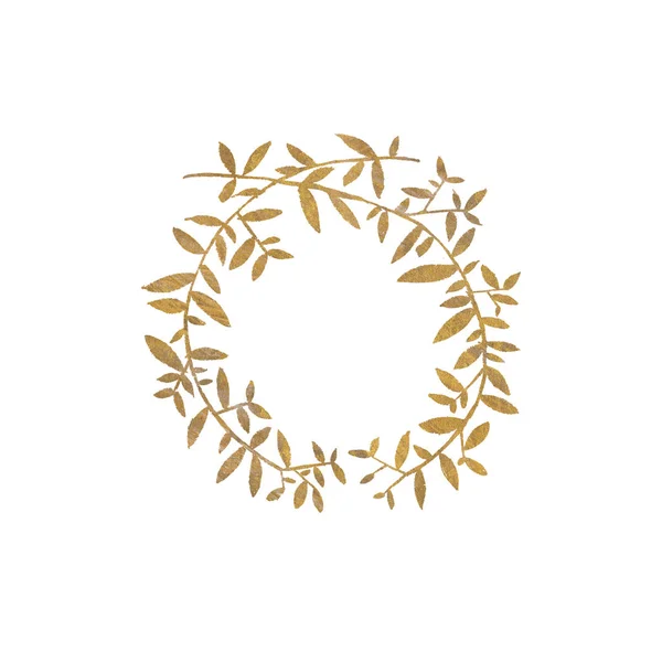 Złote Gody Rustykalne Wieniec Wiejskich Restauracja Transparent Tło Naturalnego Złota — Zdjęcie stockowe