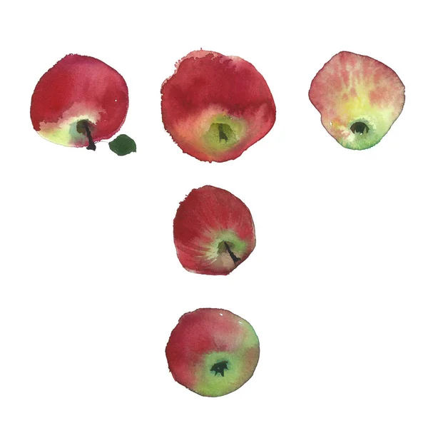 Традиційний Російський Фрукти Яблука Акварель Сільському Весільний Образ Червоне Яблуко — стокове фото