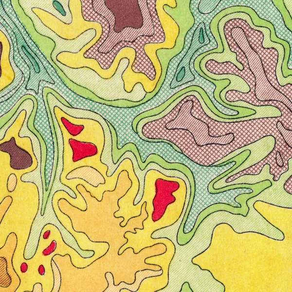ビンテージの等高線マッピング 自然な印刷イラスト マップ 古代地図 — ストック写真