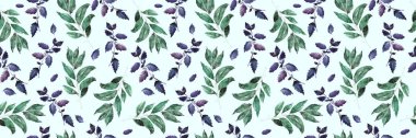 Defne yaprağı deseni, düğün onur davet, çiçek davet kartı tasarım, sorunsuz yeşil defne yaprağı deseni, suluboya bitkisel dekor, baharat arka plan doğal sulu boya çizim ile pişirme.