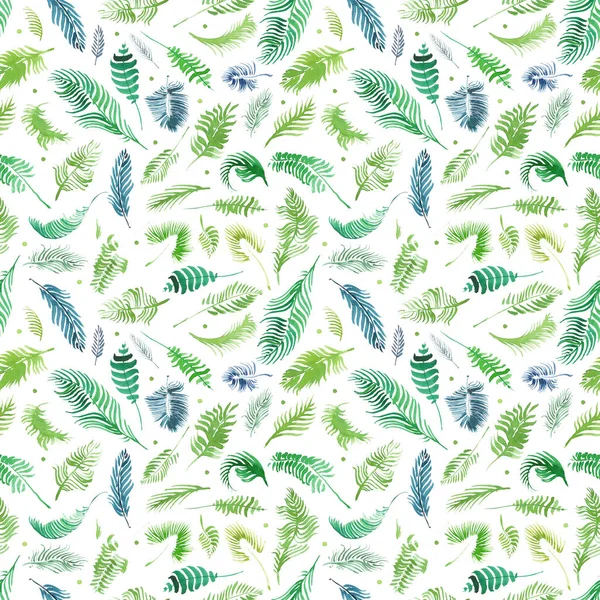 Tropiska Palmblad Djungeln Lämnar Sömlös Blommönster Bakgrund Akvarell Tropisk Inredning — Stockfoto