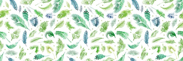 Tropical Palm Listy Džungle Zanechává Květinový Vzor Bezešvé Pozadí Akvarel — Stock fotografie