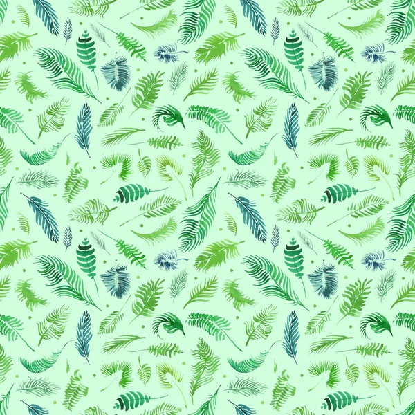 Tropiska Palmblad Djungeln Lämnar Sömlös Blommönster Bakgrund Akvarell Tropisk Inredning — Stockfoto