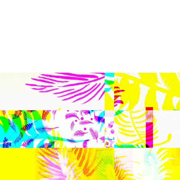 Abstract chemical glitching effect. Random digital signal error. Glitch palms. Abstract contemporary texture background colorful pixel mosaic. Element of design for a trendy poster, music cover, business card, invitation or postcard.