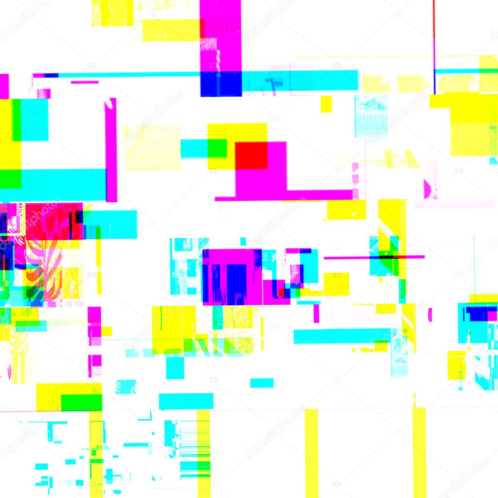 Abstract chemical glitching effect. Random digital signal error. Glitch palms. Abstract contemporary texture background colorful pixel mosaic. Element of design for a trendy poster, music cover, business card, invitation or postcard.