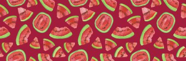 Trendy meyve deseni. Sanatsal karpuz arka plan. Suluboya karpuz seamless modeli. El dokulu beyaz zemin üzerine yaz meyve ve boyalı. Sağlıklı gıda duvar kağıdı tasarımı, suyu etiketi.