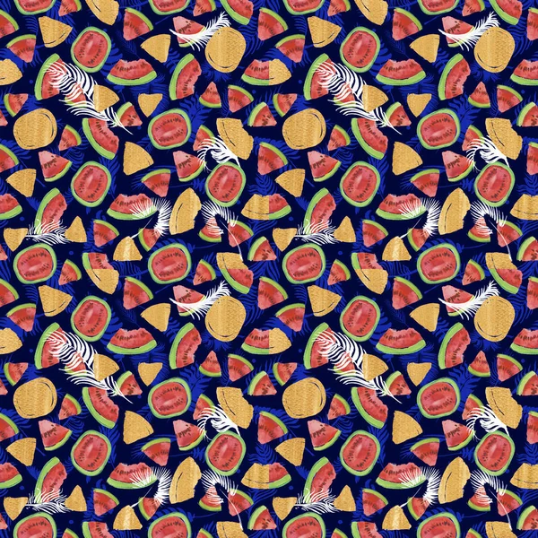 Μοτίβο Μοντέρνα Φρούτων Καλλιτεχνικό Υπόβαθρο Καρπούζι Ακουαρέλα Καρπούζι Χωρίς Ραφή — Φωτογραφία Αρχείου