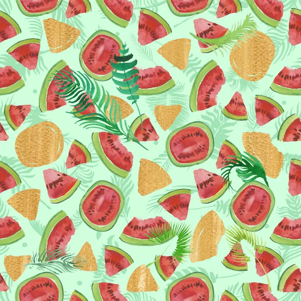 유행의 패턴입니다 예술적 배경입니다 수채화 패턴입니다 손으로 바탕에 과일을 디자인 — 스톡 사진