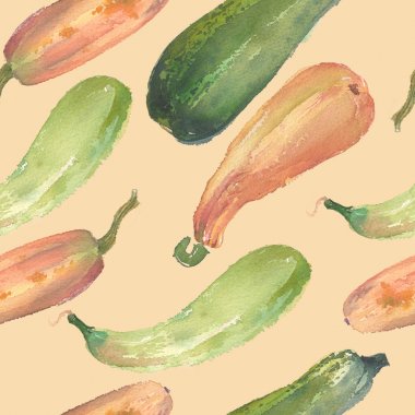 Sorunsuz kabak sulu boya squash desen kağıt üzerinde doğal resimler. Şaşırtıcı Tekstil, duvar kağıtları, tebrik kartı, web, arka planlar için.
