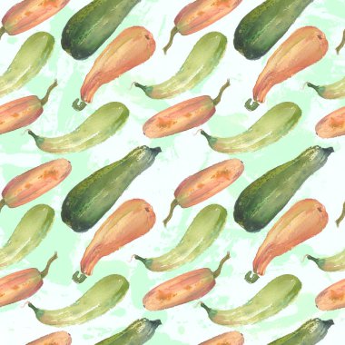 Sorunsuz kabak sulu boya squash desen kağıt üzerinde doğal resimler. Şaşırtıcı Tekstil, duvar kağıtları, tebrik kartı, web, arka planlar için.