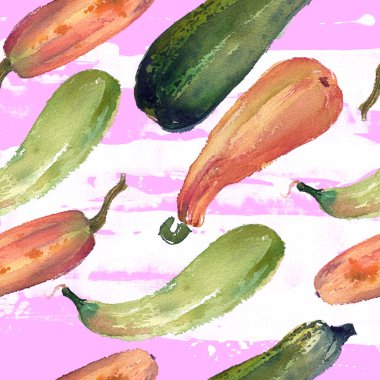 Sorunsuz kabak sulu boya squash desen kağıt üzerinde doğal resimler. Şaşırtıcı Tekstil, duvar kağıtları, tebrik kartı, web, arka planlar için.