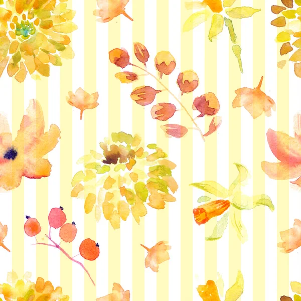 Geel Zomer Bloemen Naadloze Patroon Met Prachtige Oranje Bloemen Illustraties — Stockfoto
